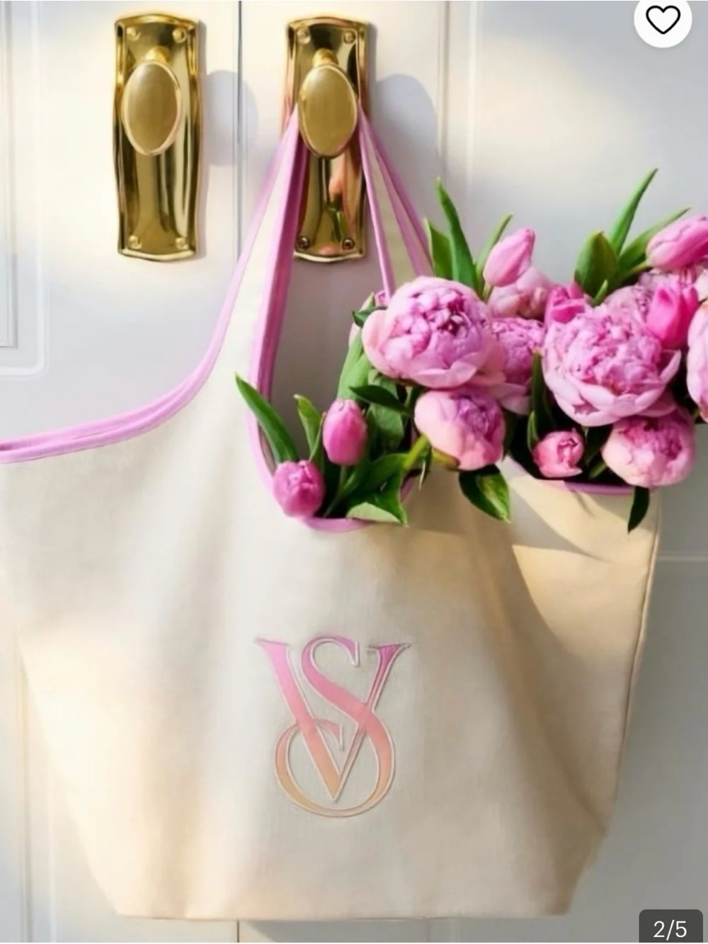 Gorgeous Victoria's Secret Cream Canvas Tote with Pink Trim MSRP $49.95